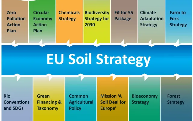 Grafica degli obiettivi della strategia europea sul suolo verso il 2030